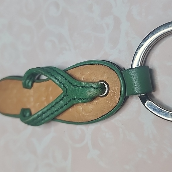 Coach Green and Brown Flip Flop Keychain - Picture 3 of 3